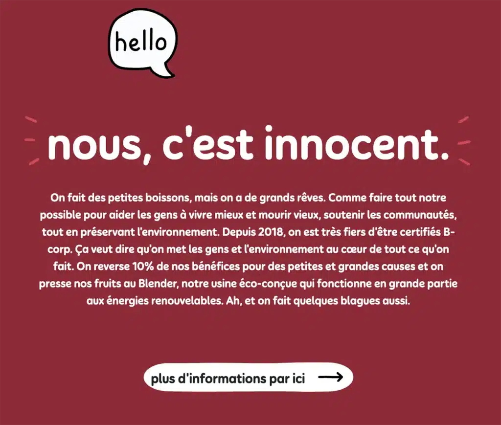 innoncent exemple copywriting